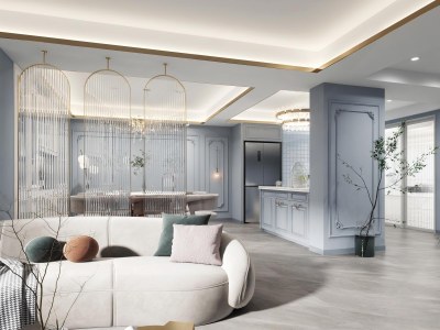 简欧客餐厅3D模型下载